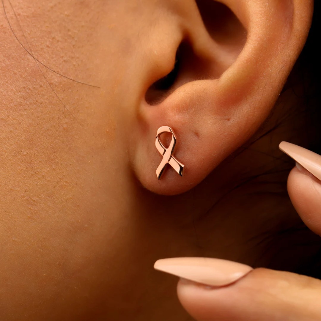 Ribbon stud earrings | standing together against breast cancer