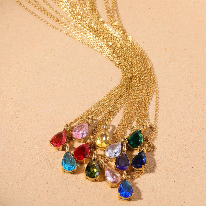Teardrop birthstone necklace