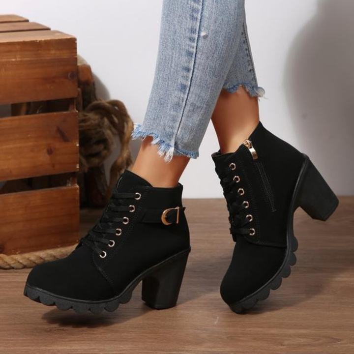 KATNI™ - Chic lace-up buckle ankle boots – bold, modern & effortlessly stylish
