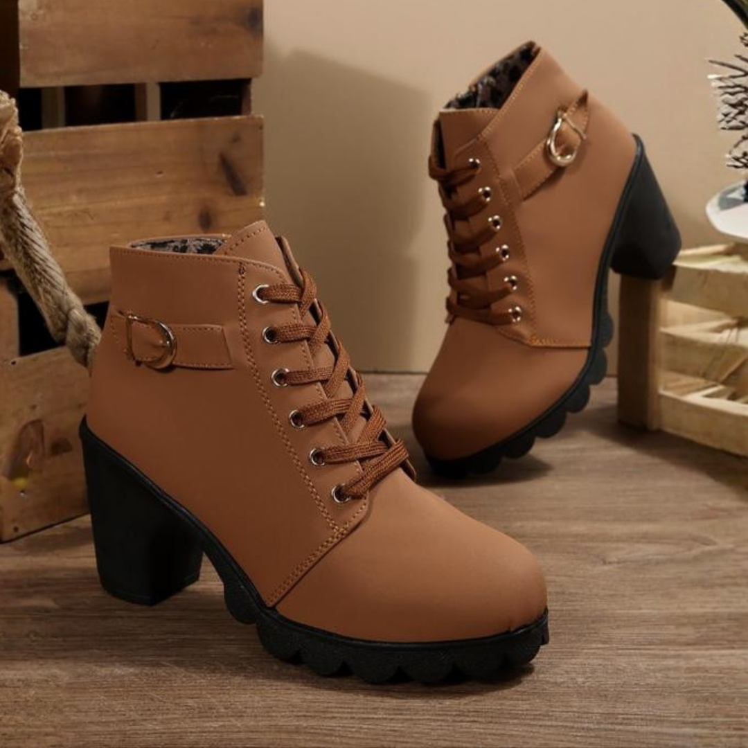 KATNI™ - Chic lace-up buckle ankle boots – bold, modern & effortlessly stylish