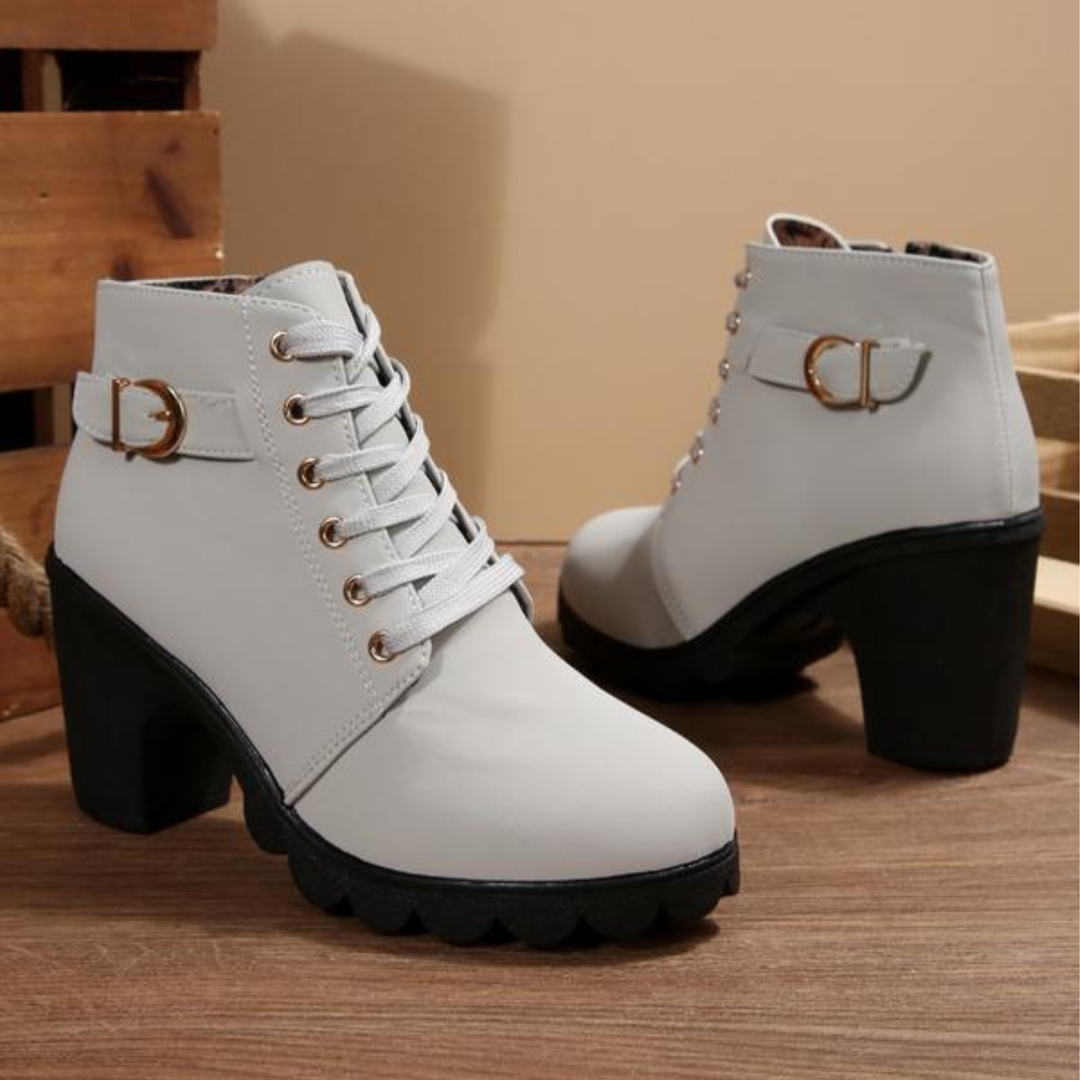KATNI™ - Chic lace-up buckle ankle boots – bold, modern & effortlessly stylish