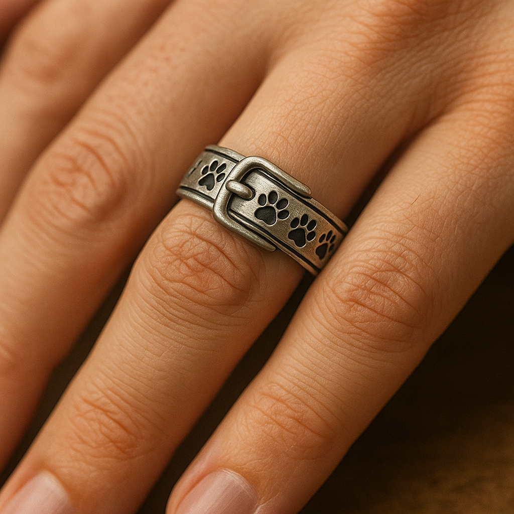 A cute and elegant collar ring with a dog motif.