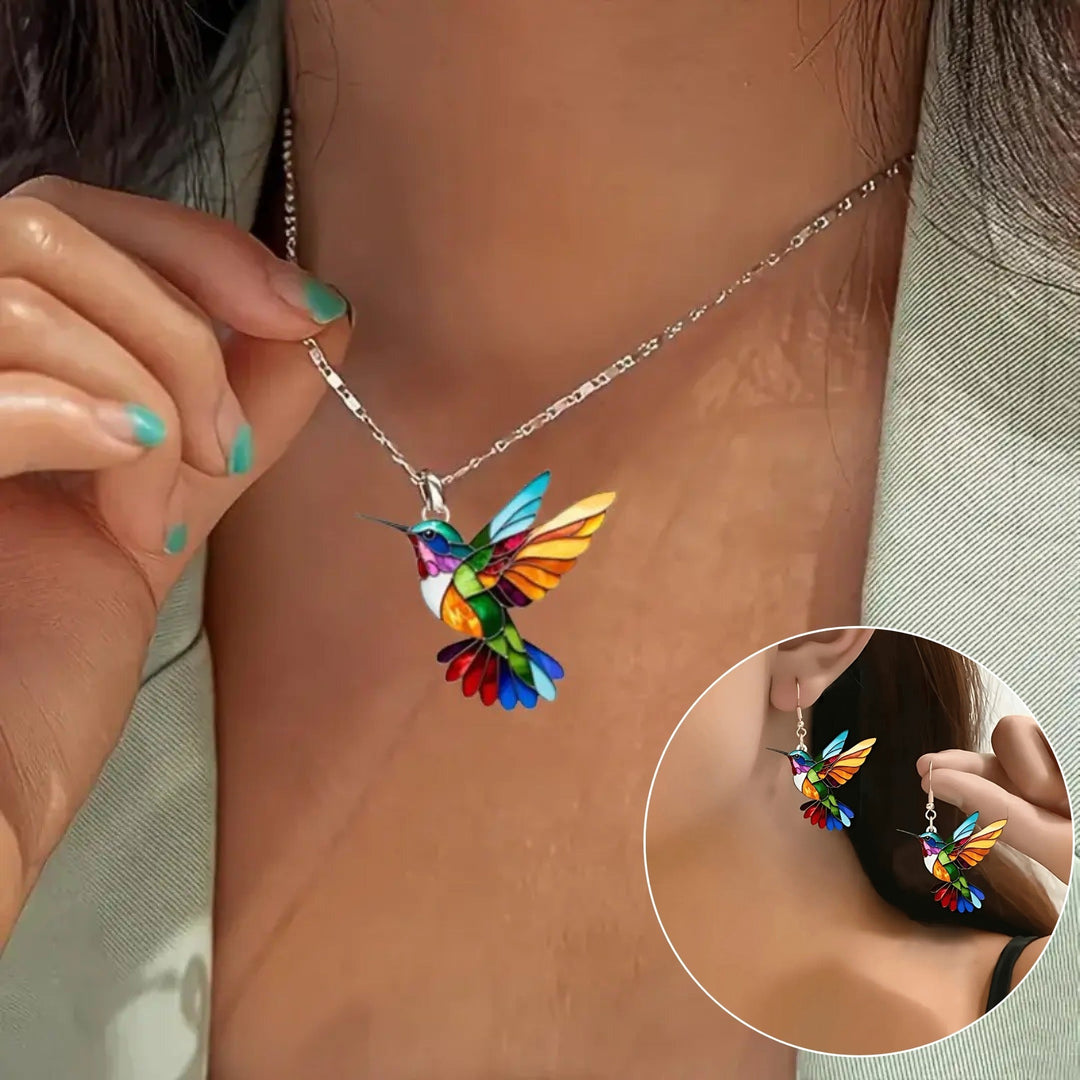 Lola | Beautiful Hummingbird Necklace/earring - Sparkle with Meaning & Style