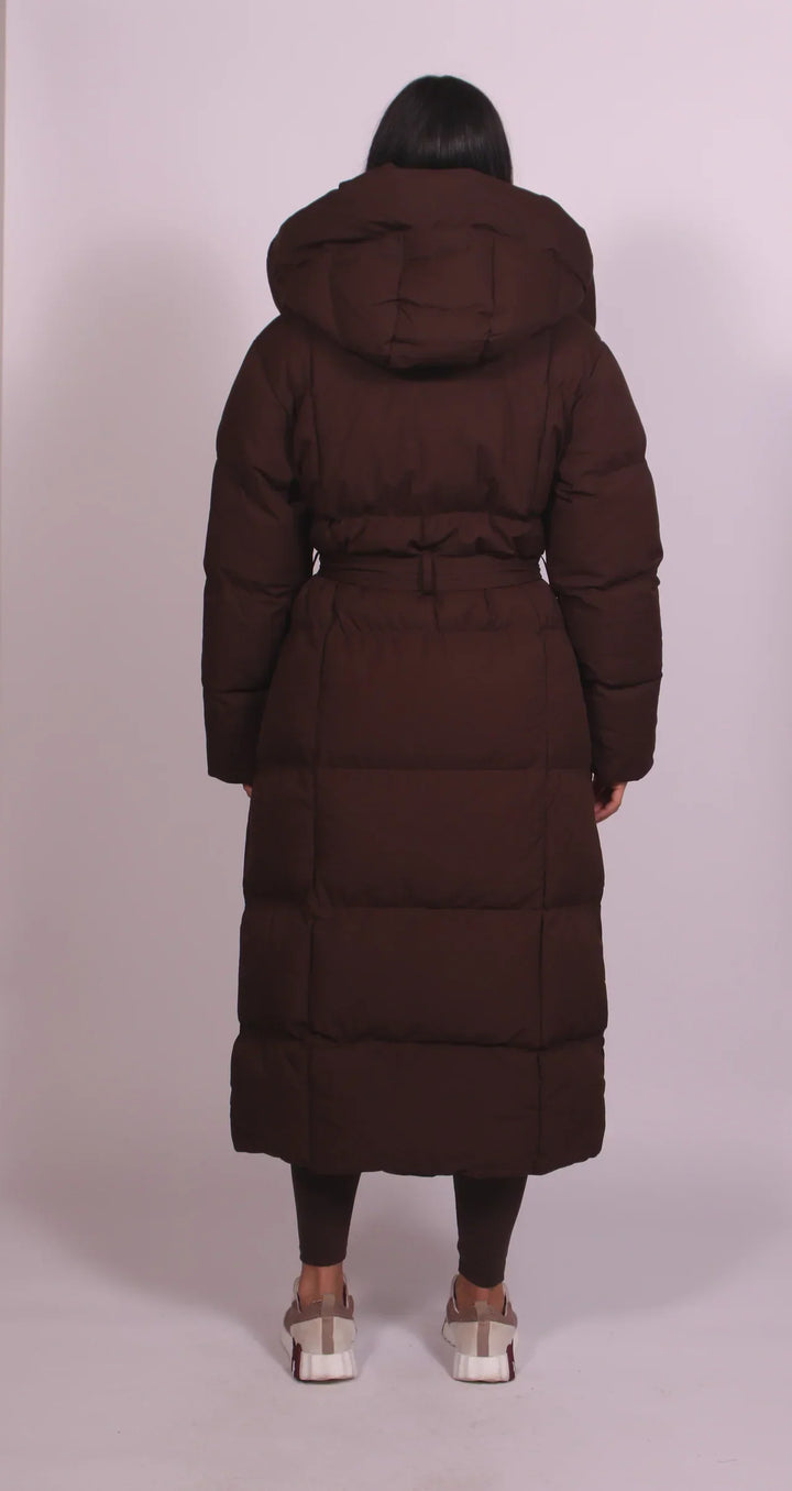 Carmen | Long belted puffer coat (Includes FREE gloves)