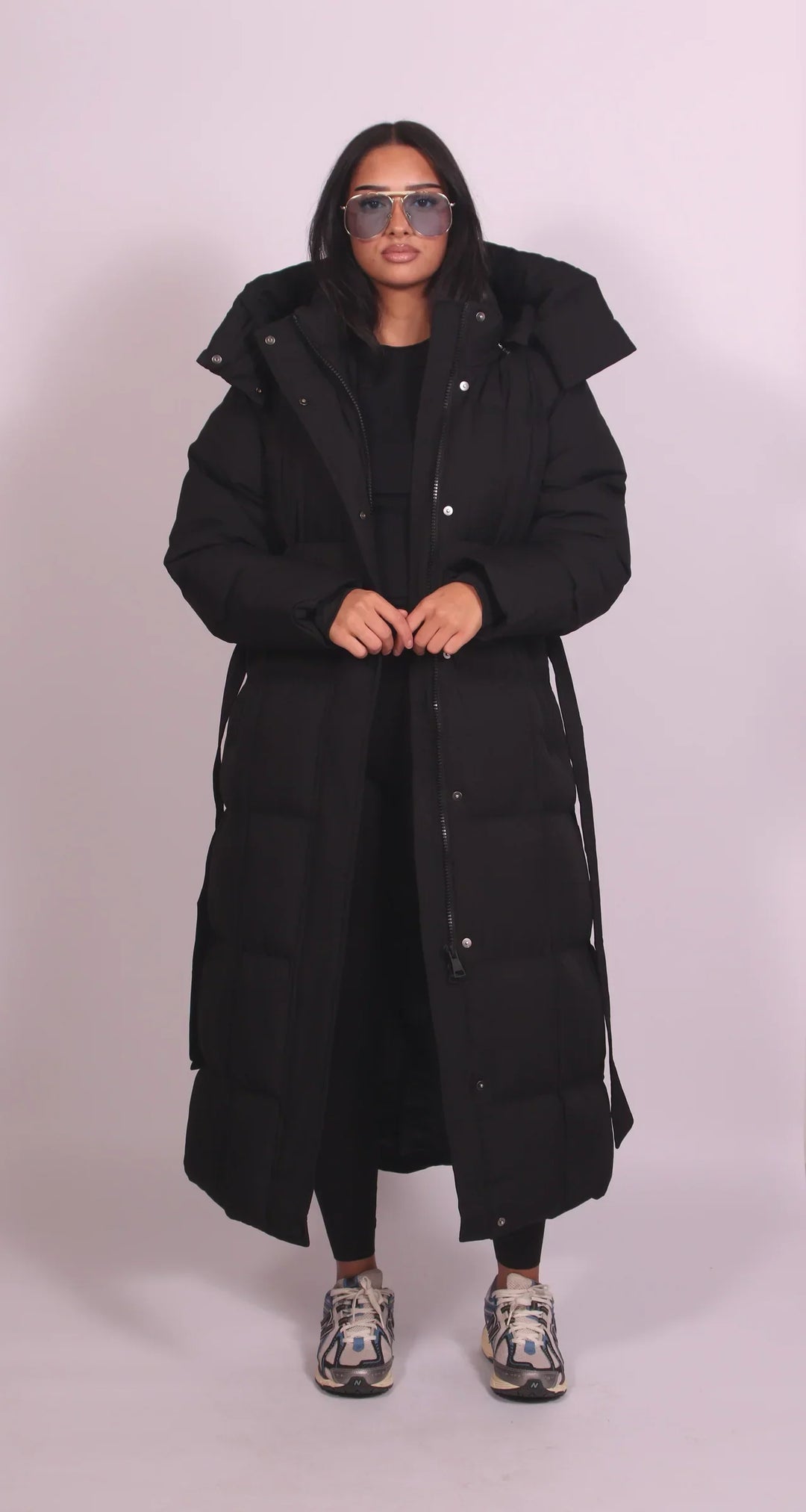 Carmen | Long belted puffer coat (Includes FREE gloves)