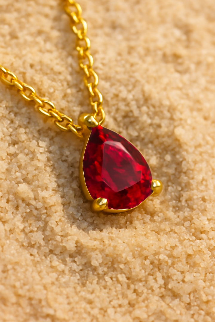 Teardrop birthstone necklace